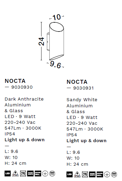 картинка Уличные настенные светильники Бра NOVA LUCE Nocta 9030930