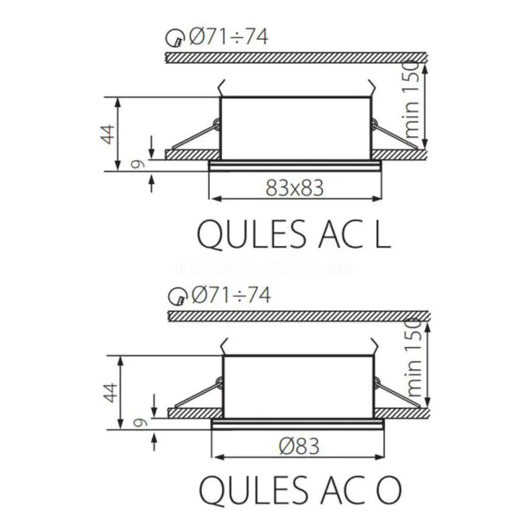 картинка Для ванной Врезной светильник QULES AC O-C Kanlux 26305 IP44