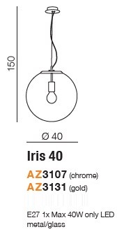 картинка Современные подвесные светильники Подвесной светильник AZZARDO Iris 40 AZ3107