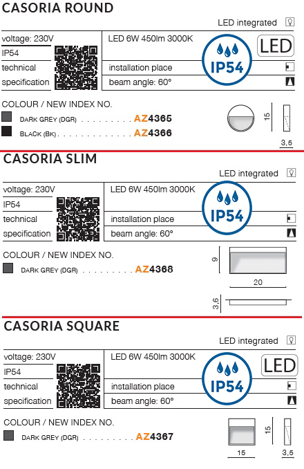картинка Уличные настенные светильники Бра AZZARDO Casoria IP54 AZ4367