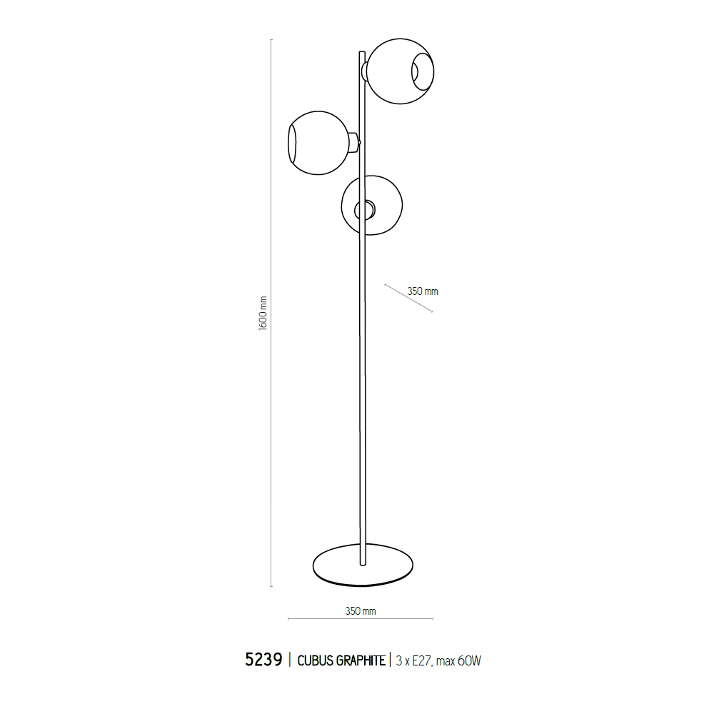 картинка Современные торшеры Торшер TK Lighting Cubus Graphite 5239