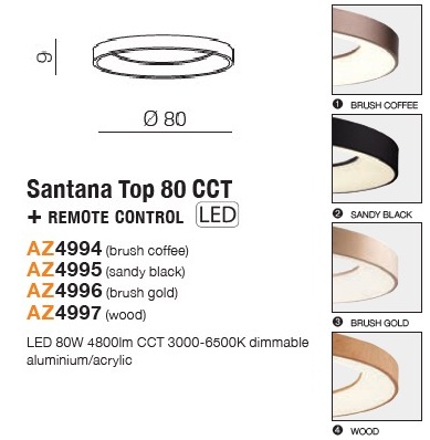 картинка Светодиодные Потолочный светильник AZZARDO Santana top 80 AZ4997