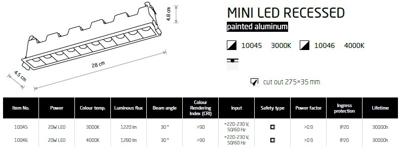 картинка Врезные Врезной светильник Nowodvorski Mini led recessed 10045
