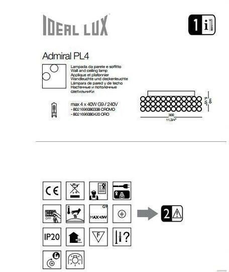 картинка Современные Светильник потолочный Ideal Lux Admiral 080338 PL4