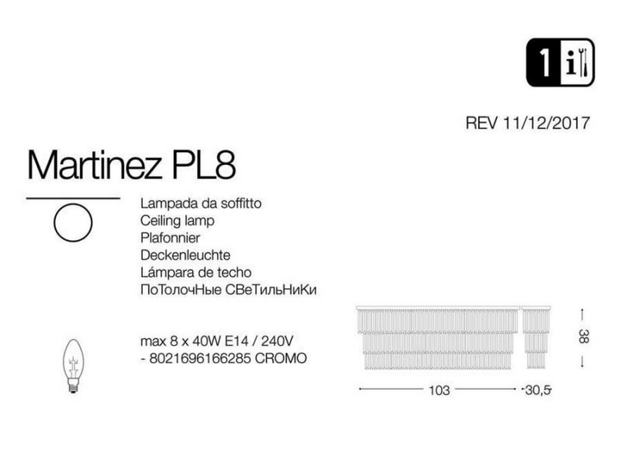 картинка Линейные подвесные светильники Люстра Ideal Lux Martinez 166285