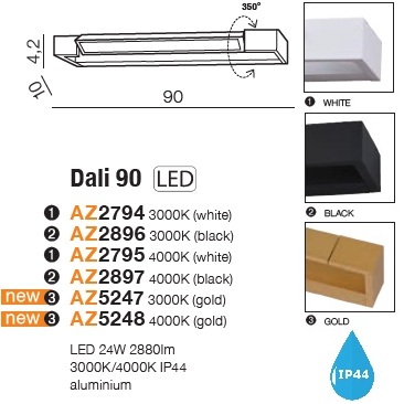 картинка Бра для ванной Бра AZZARDO Dali 90 IP44 AZ5247
