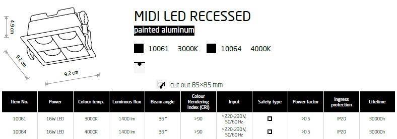 картинка Врезные Врезной светильник Nowodvorski Midi led recessed 10061