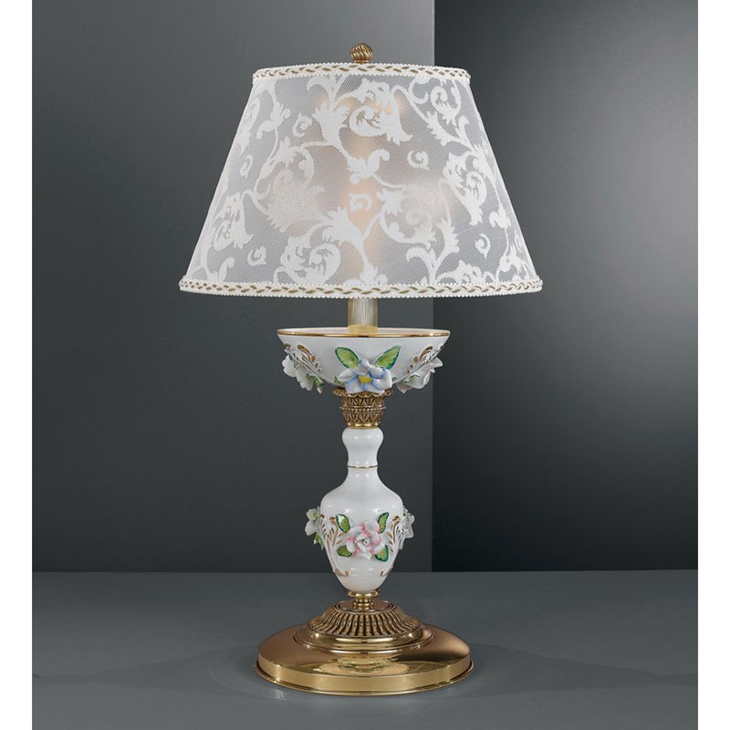 картинка Настольные лампы с абажуром НАСТОЛЬНАЯ ЛАМПА RECCAGNI ANGELO P. 9100 G ORO FRANCESE COLORATO - RICAMO