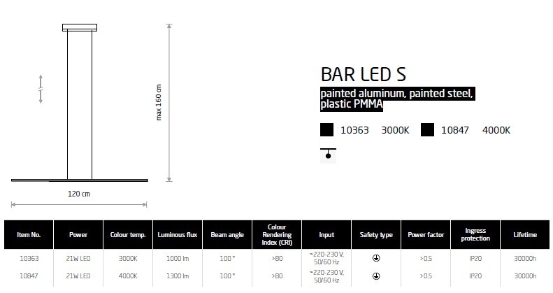 картинка Современные подвесные светильники Подвесной светильник Nowodvorski Bar led S 10847