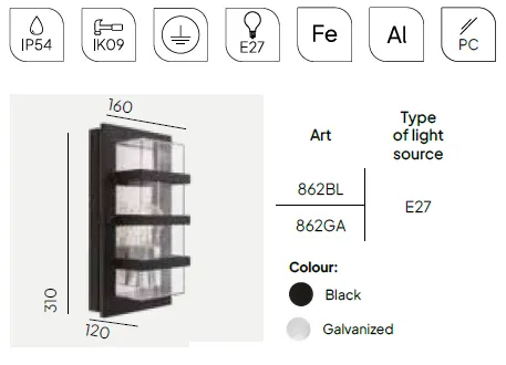 картинка Уличные настенные светильники Бра NORLYS IP54 Boden 862GA