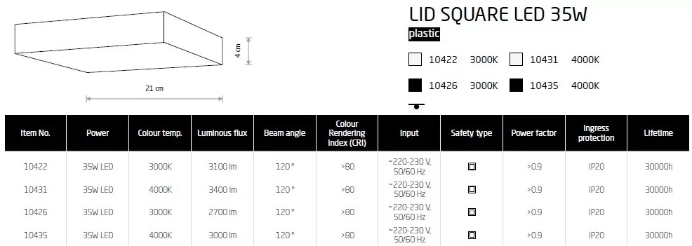 картинка Светодиодные Потолочный светильник Nowodvorski Lid Square led 35W 10422