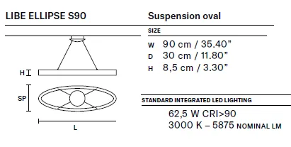 картинка Современные подвесные светильники  Подвесной светильник Masiero Libe Ellipse S90