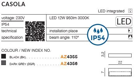 картинка Уличные настенные светильники Бра AZZARDO Casola IP54 AZ4355