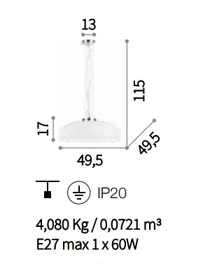 картинка Современные подвесные светильники Подвес Ideal Lux Aria 059679 SP1 D50