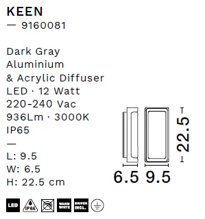 картинка Уличные настенные светильники Бра NOVA LUCE Keen 9160081