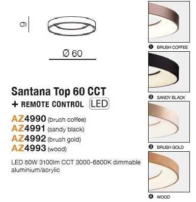 картинка Светодиодные Потолочный светильник AZZARDO Santana top 60 AZ4990