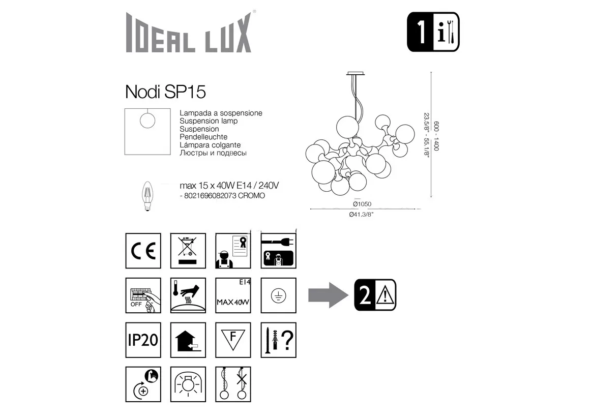 картинка Современные люстры Люстра Ideal Lux Nodi 082073 SP12 Bianco