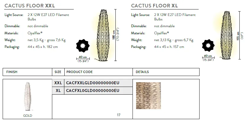 картинка Современные торшеры Торшер SLAMP Cactus XXL CACFXXLGLD00000000EU