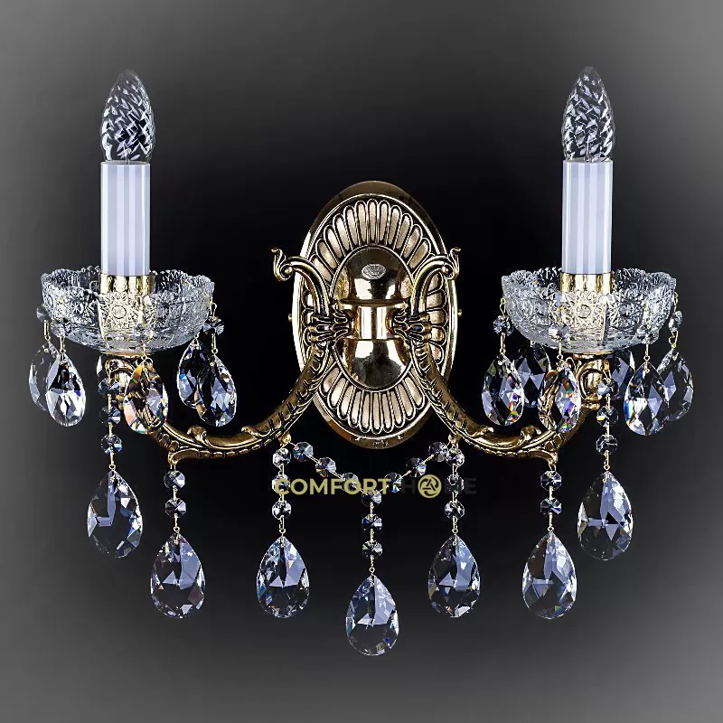 картинка Хрустальные бра Бра хрустальное ArtGlass CR 0006/02/20 (POLISHED, BRASS ANTIQUE, WHITE GOLD, MATT BRASS) CE