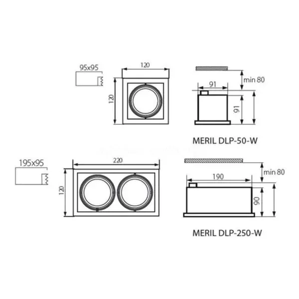 картинка Врезные Врезной светильник KANLUX 26481 MERIL DLP-250-W