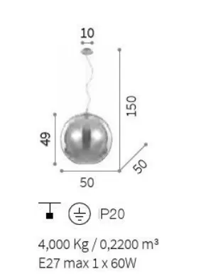 картинка Современные подвесные светильники Подвес Ideal Lux Nemo 094137 SP1 Fume