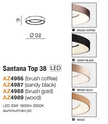 картинка Светодиодные Потолочный светильник AZZARDO Santana top 38 AZ4988