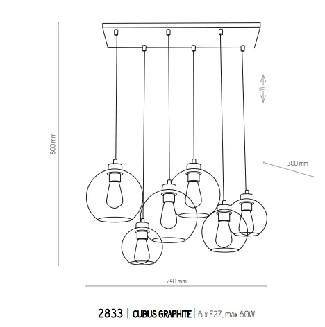 картинка Линейные подвесные светильники Подвес TK Lighting Cubus Graphite 2833