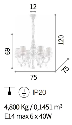 картинка Классические люстры Люстра Ideal Lux Blanche 035581 SP6 Bianco