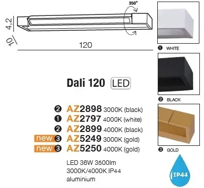 картинка Бра для ванной Бра AZZARDO Dali 120 IP44 AZ2797