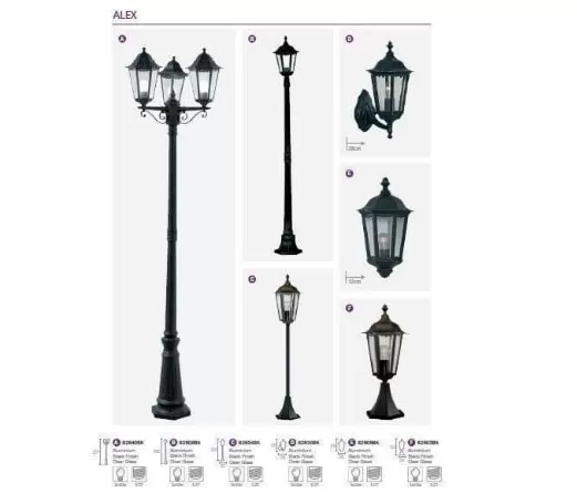 картинка Фонарные столбы Парковый светильник Searchlight 82504BK Alex
