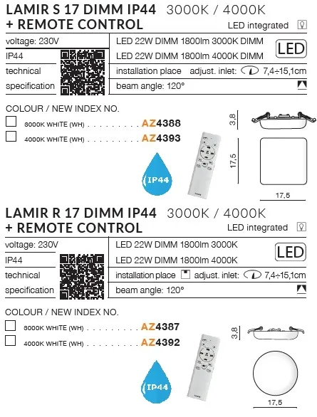 картинка Для ванной Врезной светильник AZZARDO Lamir IP44 AZ4392
