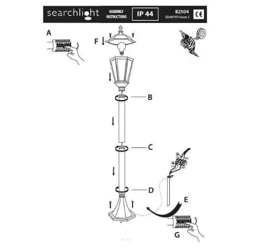 картинка Фонарные столбы Парковый светильник Searchlight 82504BK Alex