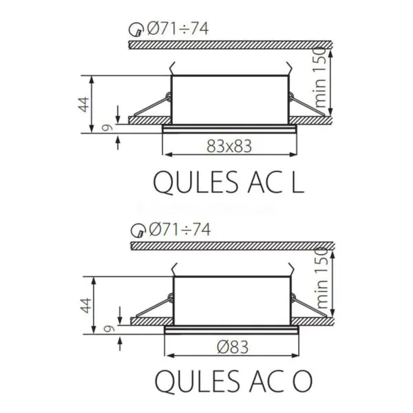 картинка Для ванной Врезной светильник QULES AC O-C Kanlux 26305 IP44