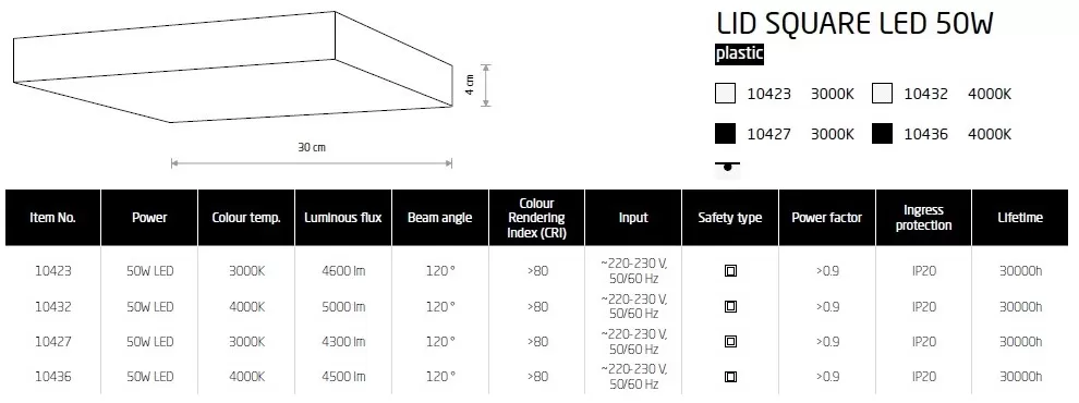 картинка Светодиодные Потолочный светильник Nowodvorski Lid Square led 50W 10432