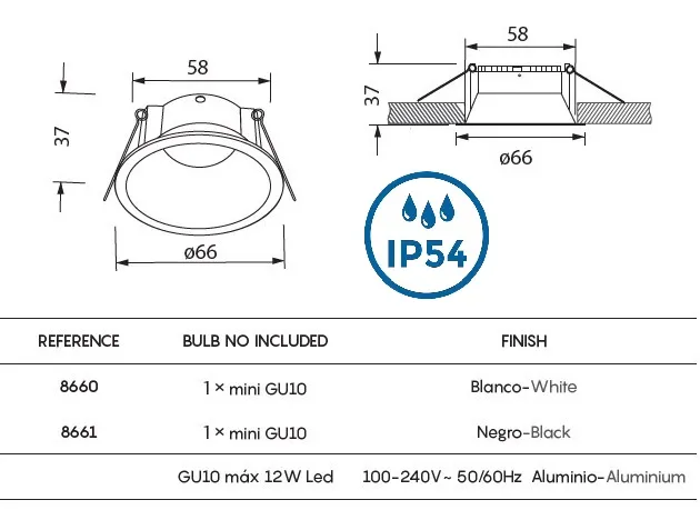 картинка Для ванной Врезной светильник IP54 MANTRA Kiel 8660
