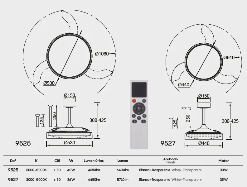 картинка Припотолочные Припотолочный светильник-вентилятор MANTRA Glass fan 9527