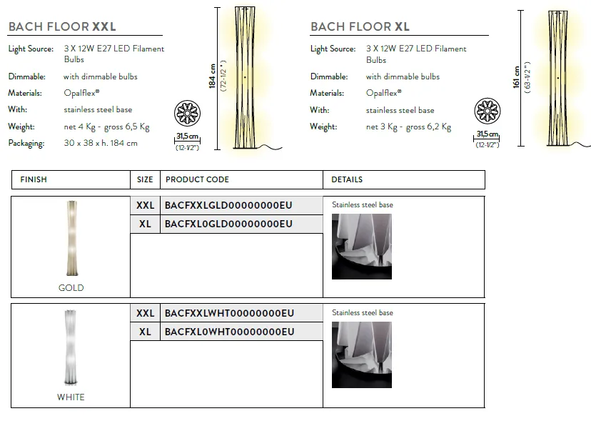 картинка Современные торшеры Торшер SLAMP Bach XL BACFXL0GLD00000000EU