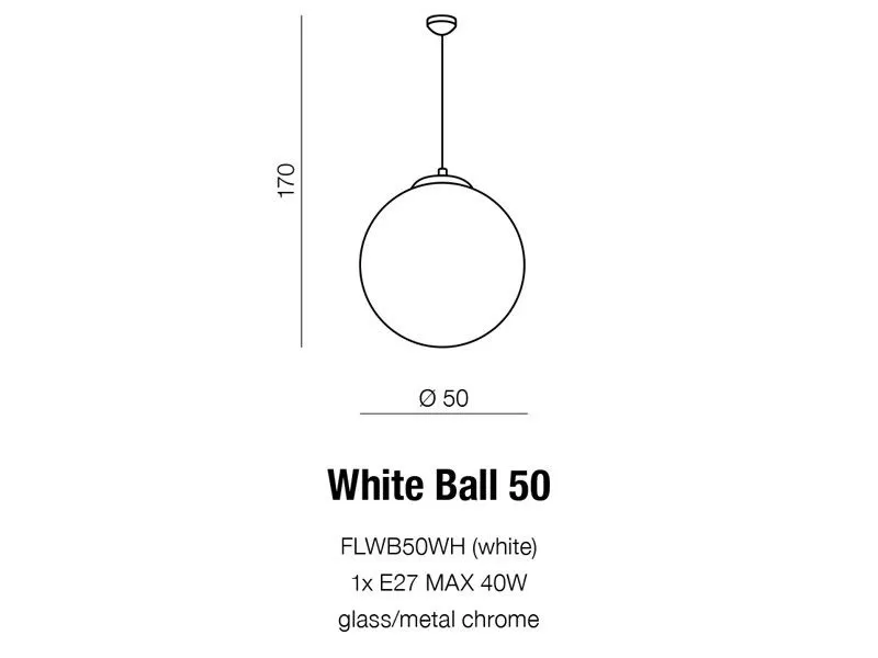 картинка Современные подвесные светильники Подвес Azzardo White Ball 50 (FLWB50WH) AZ1329